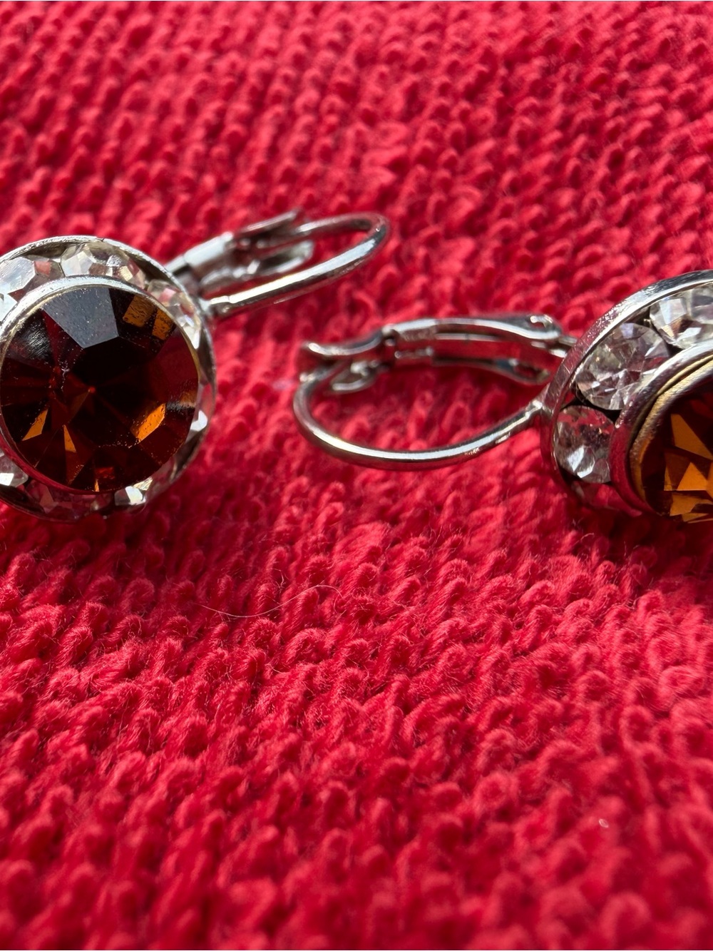 Amber Crystal Drop Earrings - Unbranded